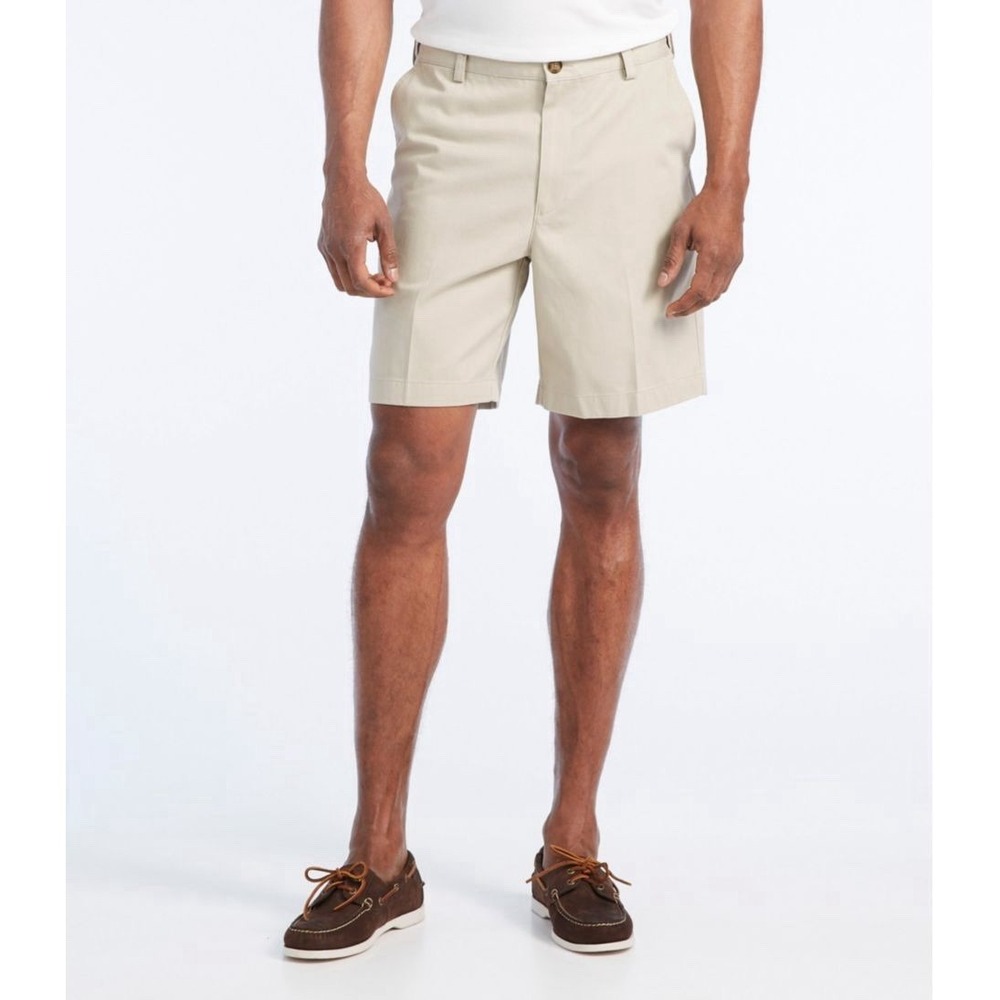 L.L. Bean Men Natural Fit Flat Front Chino 8" Shorts Khaki Size 40 Summer Spring